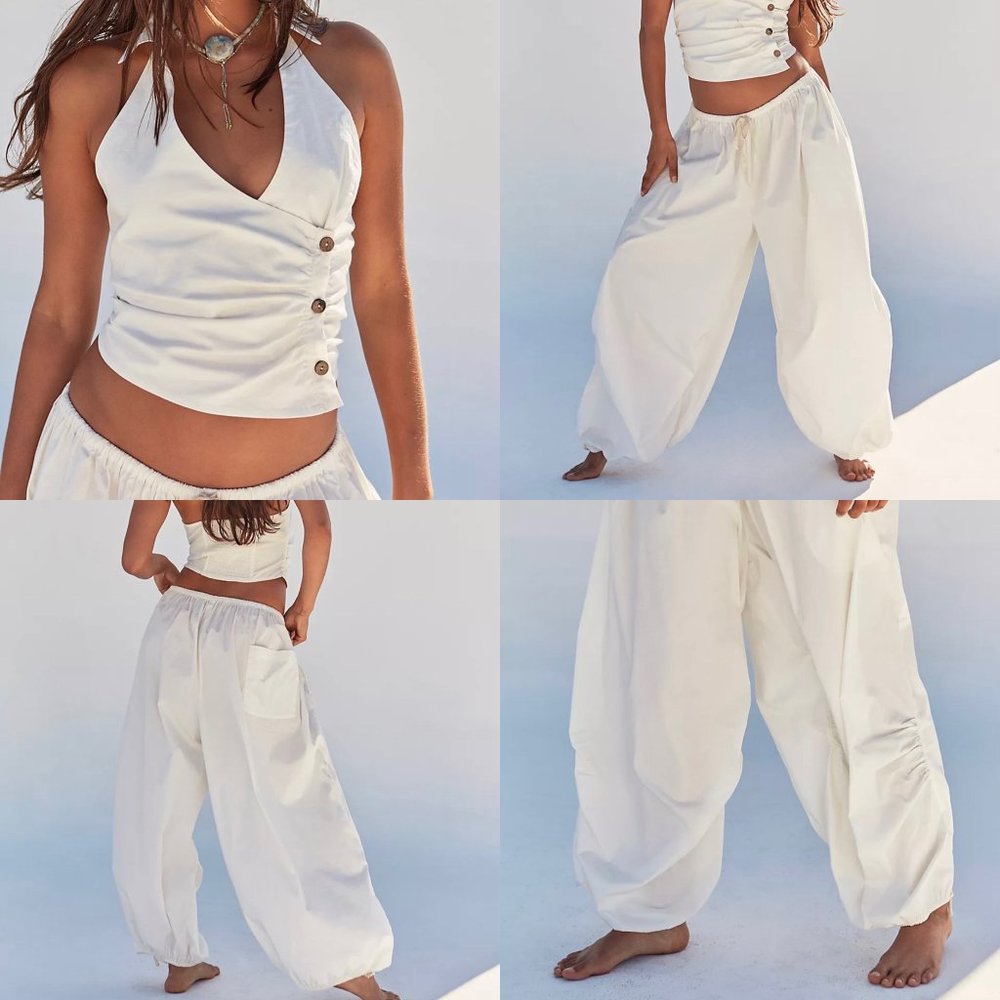 FREE PEOPLE Make It Look Easy Pant and Top Set - Medium - IVORY NWOT -